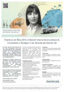 Aushang_Praktikum ab Maerz 2016, Interne Kommunikation & Crossmedia, Daimler AG